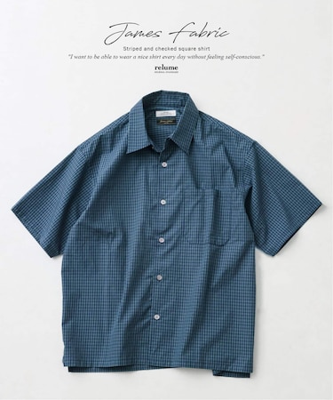 JAMES FABRIC ストライプ＆チェック スクエアシャツ