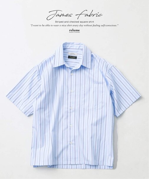 JAMES FABRIC ストライプ＆チェック スクエアシャツ