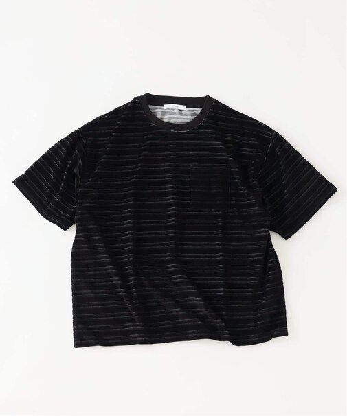 ベロア ボーダー ポケットTシャツ