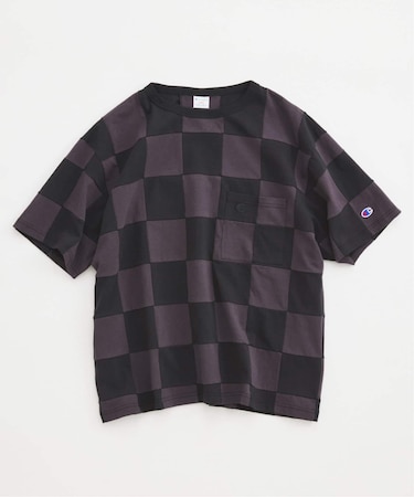 CHAMPION / チャンピオン 別注  パッチワーク チェッカーフラッグ Tシャツ