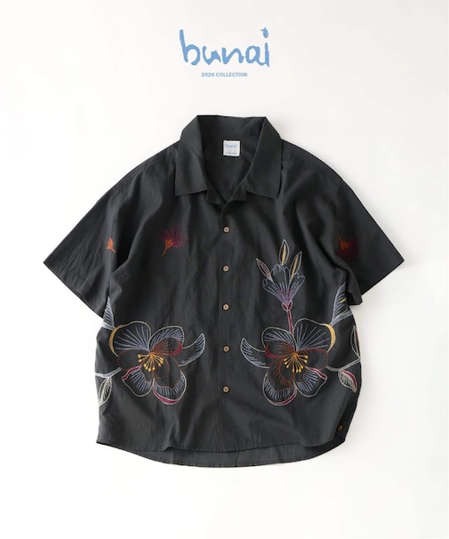 bunai / ブナイ 別注 エンブロイダリー ハーフスリーブシャツ