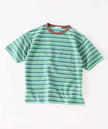 テクスチャー マルチボーダー Tシャツ