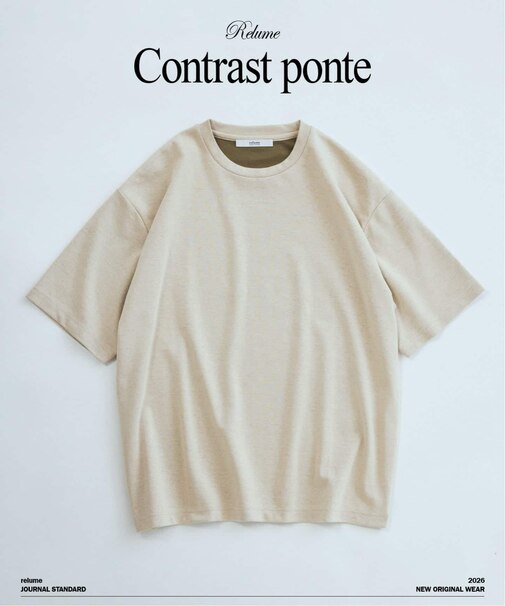 コントラスト クルーネック ポンチTシャツ