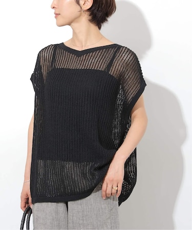 2WAYメッシュニットフレンチスリーブ