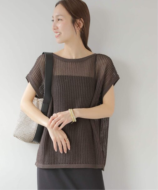 2WAYメッシュニットフレンチスリーブ