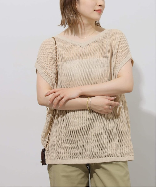 2WAYメッシュニットフレンチスリーブ