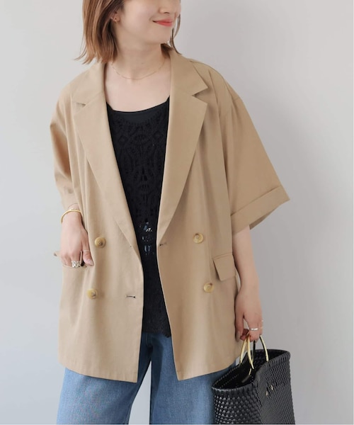journal standard relume ハーフスリーブジャケット⭐︎美品 吸水速乾 / 洗濯機洗い可］NATURAL FLAX ハーフスリーブジャケット