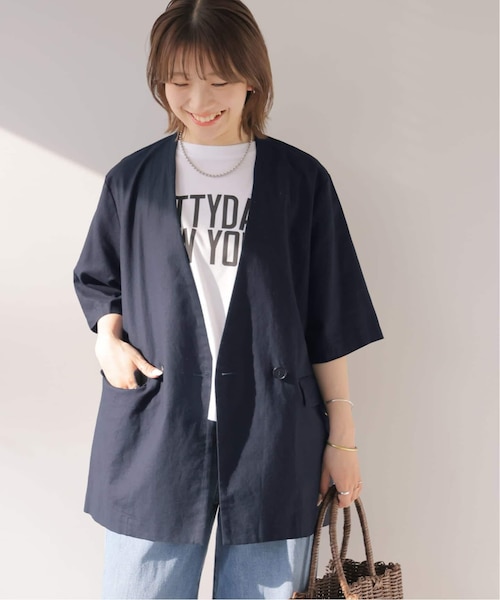 手洗い可］リネンコットンハーフスリーブジャケット｜ジャーナル