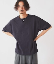 スラブ天竺 1ボタン ヘンリーネック Tシャツ
