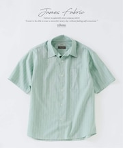 JAMES FABRIC コットンリネン ストライプ 半袖シャツ