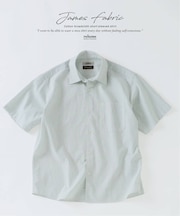 JAMES FABRIC コットンリネン ストライプ 半袖シャツ