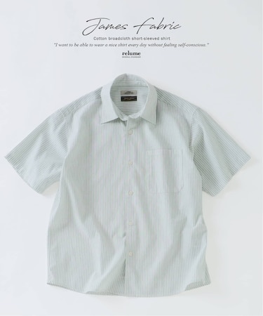JAMES FABRIC コットンリネン ストライプ 半袖シャツ