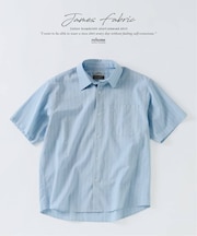 JAMES FABRIC コットンリネン ストライプ 半袖シャツ