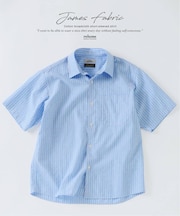 JAMES FABRIC コットンリネン ストライプ 半袖シャツ