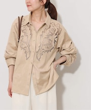 【TORRAZZO DONNA/トラッゾドンナ】カットワークスエードシャツ