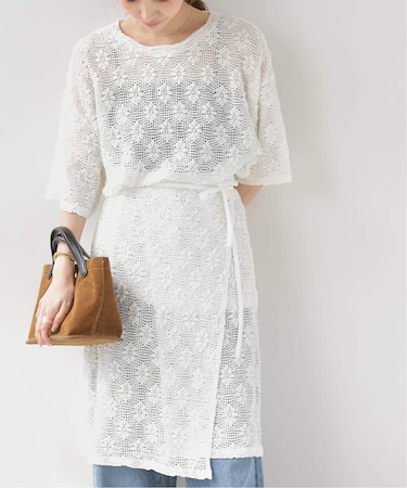 シャーリングメッシュレースプルオーバー