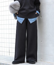 ウォッシャブルウールミックスワイドパンツ
