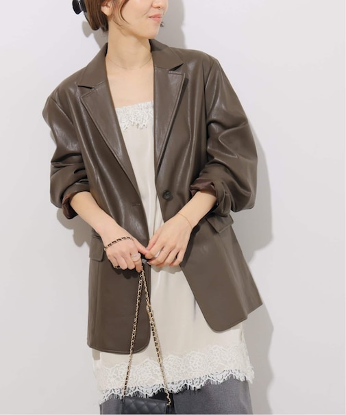 フェイクレザーシングルジャケット
