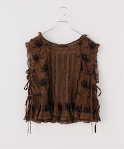 【crinkle crinkle crinkle】 3D embroidery leopard blouse