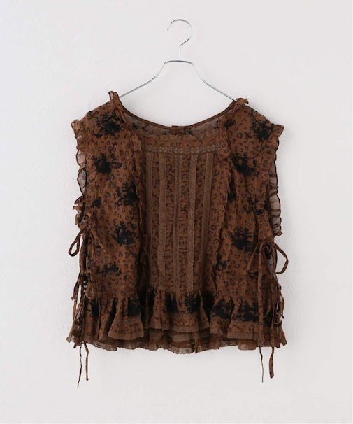 【crinkle crinkle crinkle】 3D embroidery leopard blouse