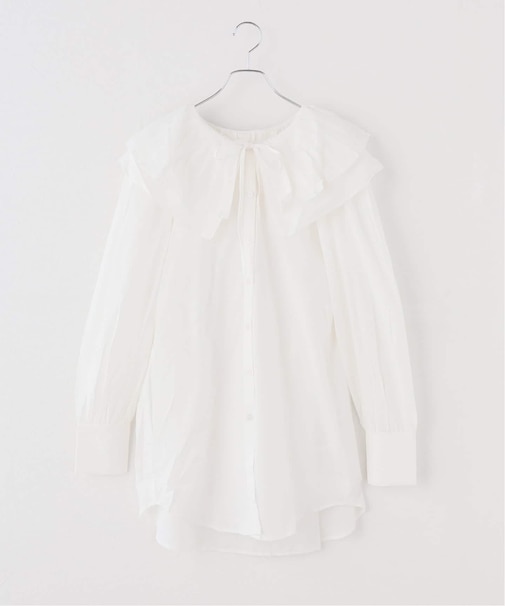 【crinkle crinkle crinkle】  double ruffle neck blouse