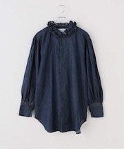 【crinkle crinkle crinkle】 indigo frill collar shirts