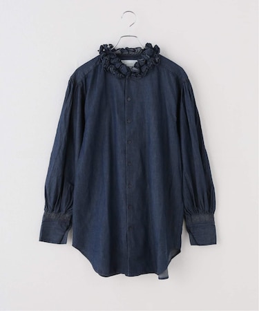 【crinkle crinkle crinkle】 indigo frill collar shirts