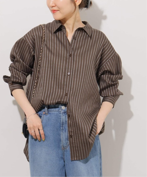 ニュアンスカラーストライプシャツ