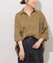 ニュアンスカラーストライプシャツ