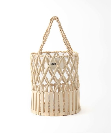 【MARCHER/マルシェ】 ウッドビーズコンビハンドバッグ