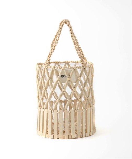 【MARCHER/マルシェ】 ウッドビーズコンビハンドバッグ