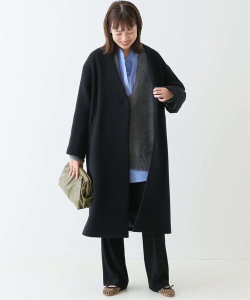 セオリー カシミヤ100% ロングコート ノーカラーコート Vネック Sサイズ 極上の肌触り 優美なカシミヤコート | セオリーリュクス | 大丸梅田店