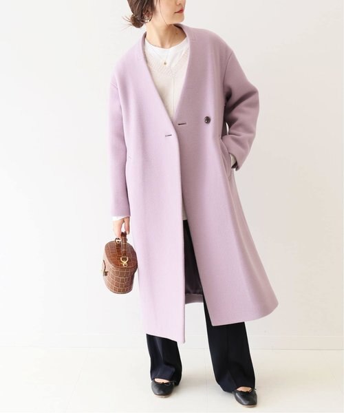 Super100 ダブルモッサVネックノーカラーコート◇｜フォーワンセブン