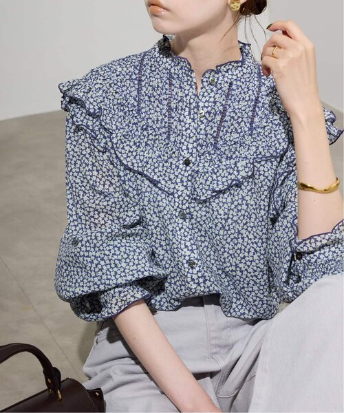 フリルピンタックブラウス　花柄　スローブイエナ ブラウス レディース フリルピンタックブラウス 花柄 スローブイエナ