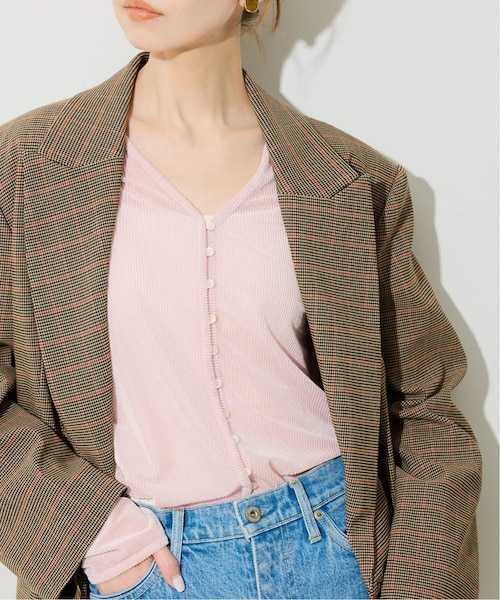 SLOBE IENA ピンク embroidery カーディガン SLOBE IENA｜シアーラミーカーディガン | Rakuten Fashion(楽天