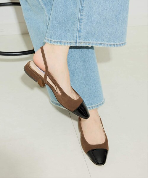美品　SLOBE IENA ブラックレザースリングバックパンプス 追加》SLOBE バッグスリングパンプス（パンプス）｜SLOBE IENA