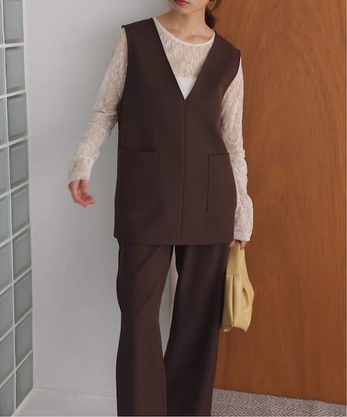 《2枚セット》ベスト×イージーパンツセットアップ