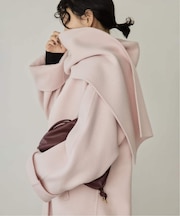 《ストール付き》SUPER140 ダブルフェイスノーカラーコート・ストール