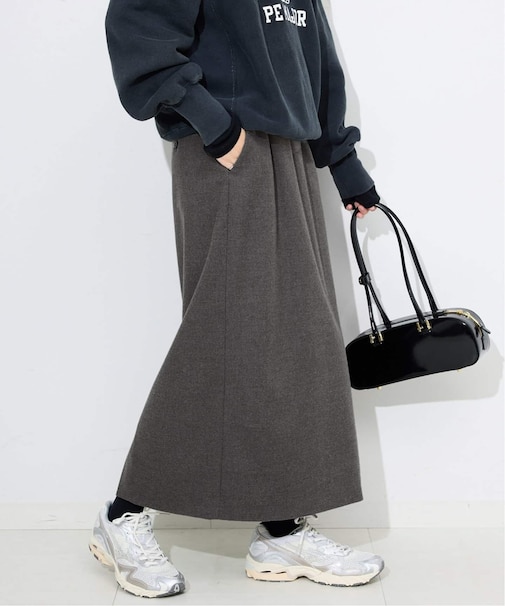 《吸湿発熱/3サイズ展開》ウールミックスイージースカート