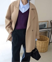 souple wool ダブルフェイスミドルコート