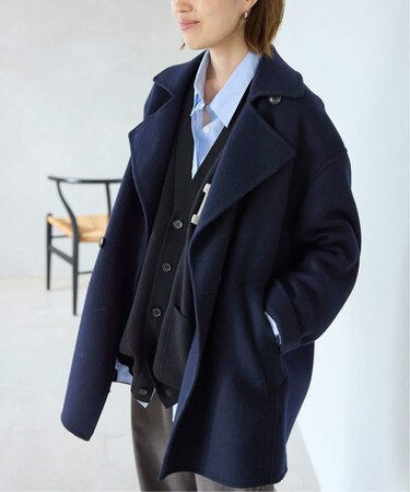 souple wool ダブルフェイスミドルコート