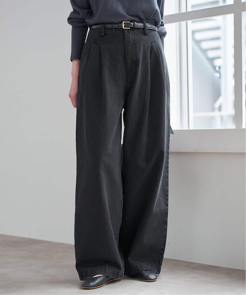 《4サイズ展開》LEDENIM BLUR TUCK TROUSERデニム