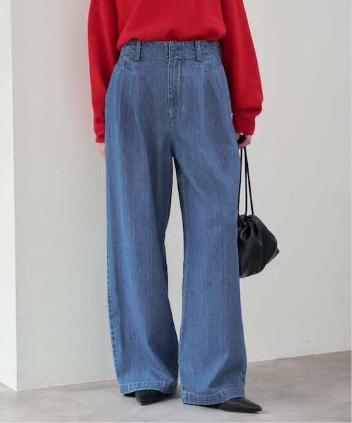 スローブイエナ☆LEDENIM TUCK TROUSER 4サイズ展開》LEDENIM BLUR TUCK TROUSERデニム｜フォー