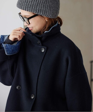 《WEB限定/追加》souple woolダブルフェイススタンドコート