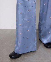 flowerサテンストレートイージーパンツ