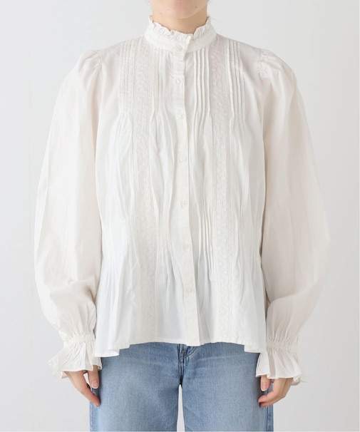 crinkle crinkle crinkle rebuilt neck embroidery blouse CC-4015