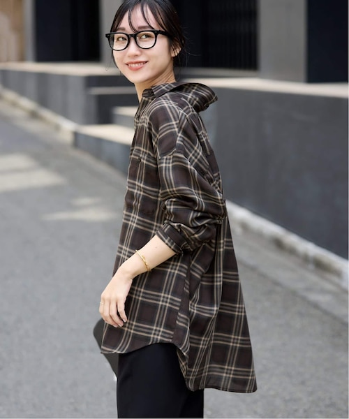 スローブイエナ　ビエラチェックルーズシャツ　ブラック 追加》ビエラチェックルーズシャツ（シャツ／ブラウス）｜SLOBE IENA