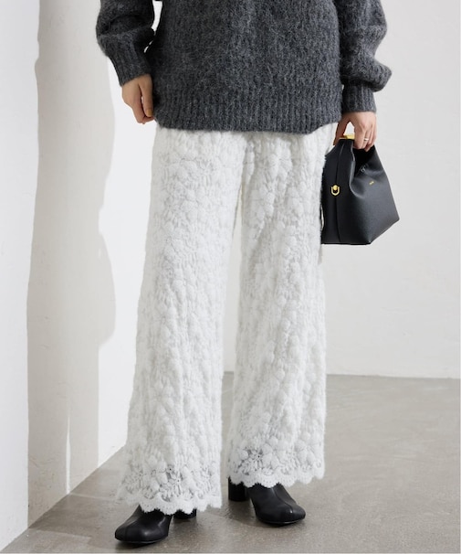 fluffy lace イージーパンツ