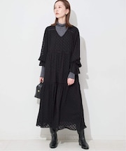 フラワージャガードギャザーワンピース