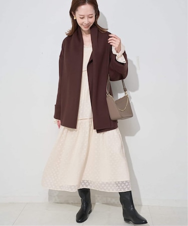 フラワージャガードギャザーワンピース